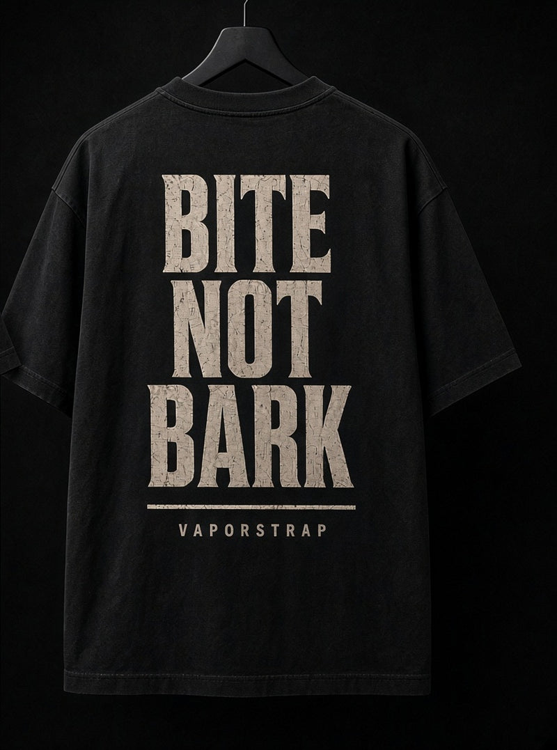 Bite Not Bark – black heavyweight graphic t-shirt, back print