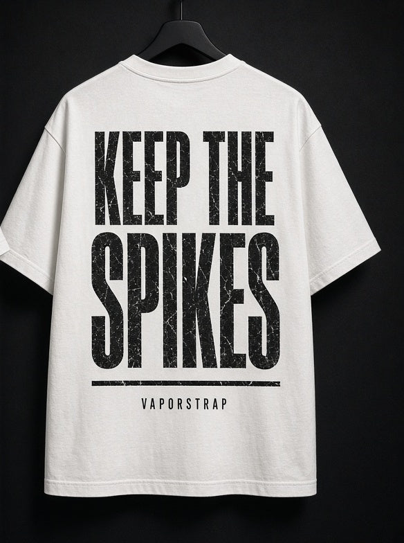Keep The Spikes – white heavyweight graphic t-shirt, back print