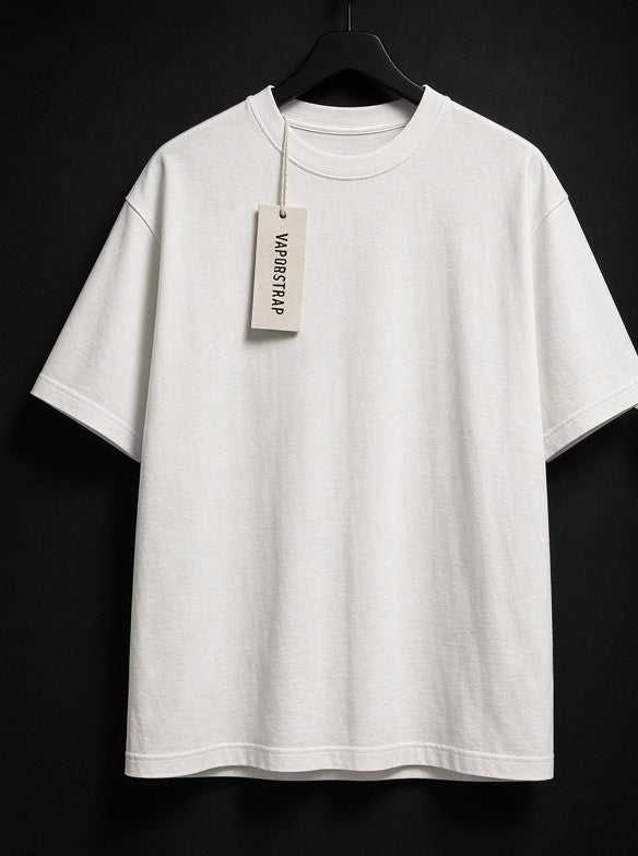Keep The Spikes – white heavyweight graphic t-shirt, front print, small VaporStrap chest logo