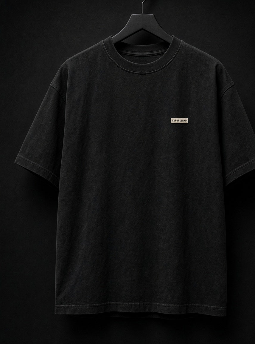 Live Loud – black heavyweight graphic t-shirt, front print, small VaporStrap chest logo