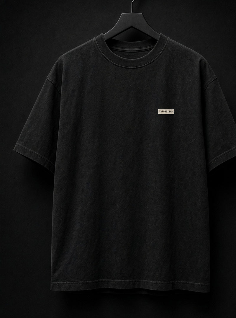 Live Loud – black heavyweight graphic t-shirt, front print, small VaporStrap chest logo