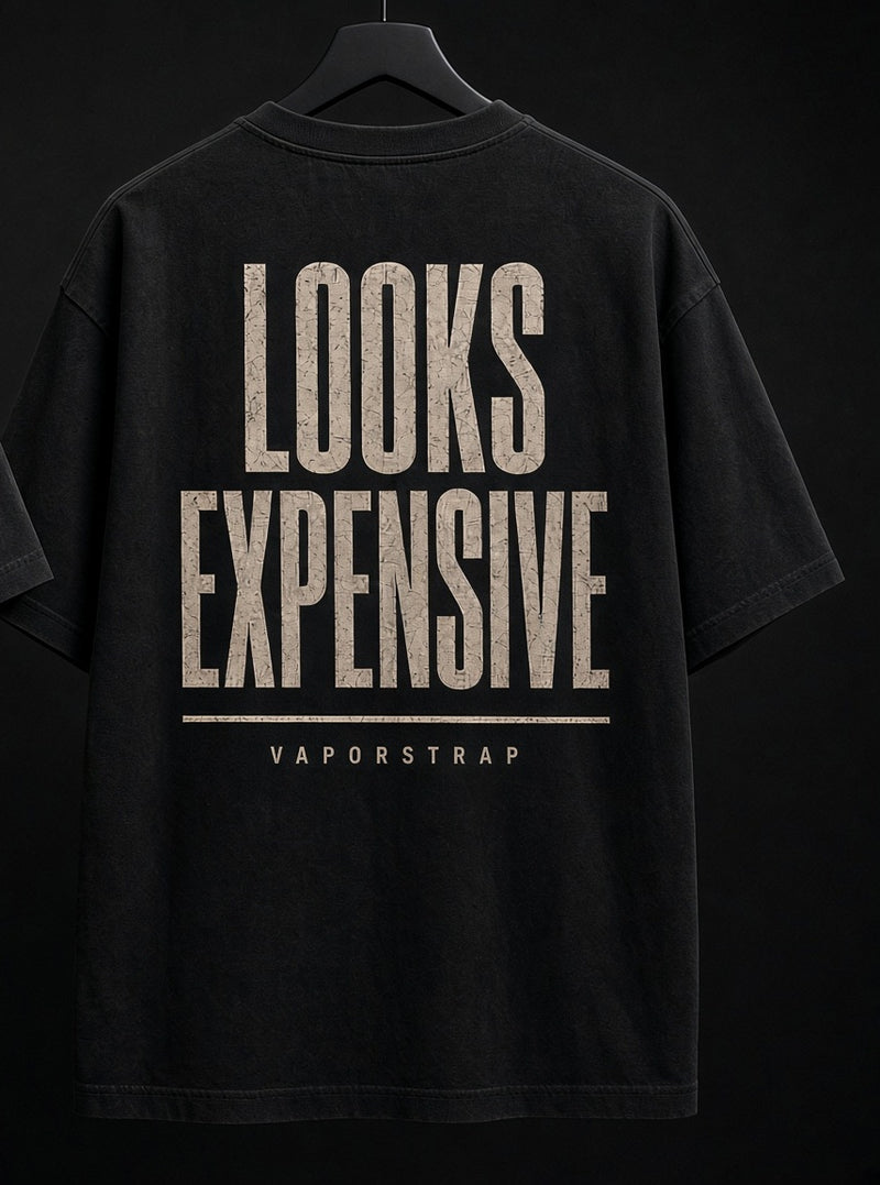Looks Expensive – black heavyweight graphic t-shirt, back print