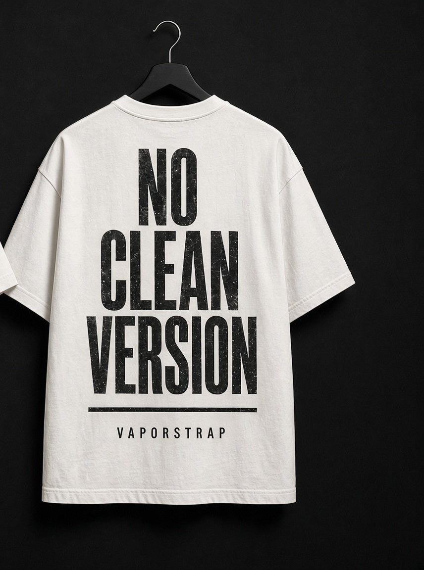 No Clean Version – white heavyweight graphic t-shirt, back print