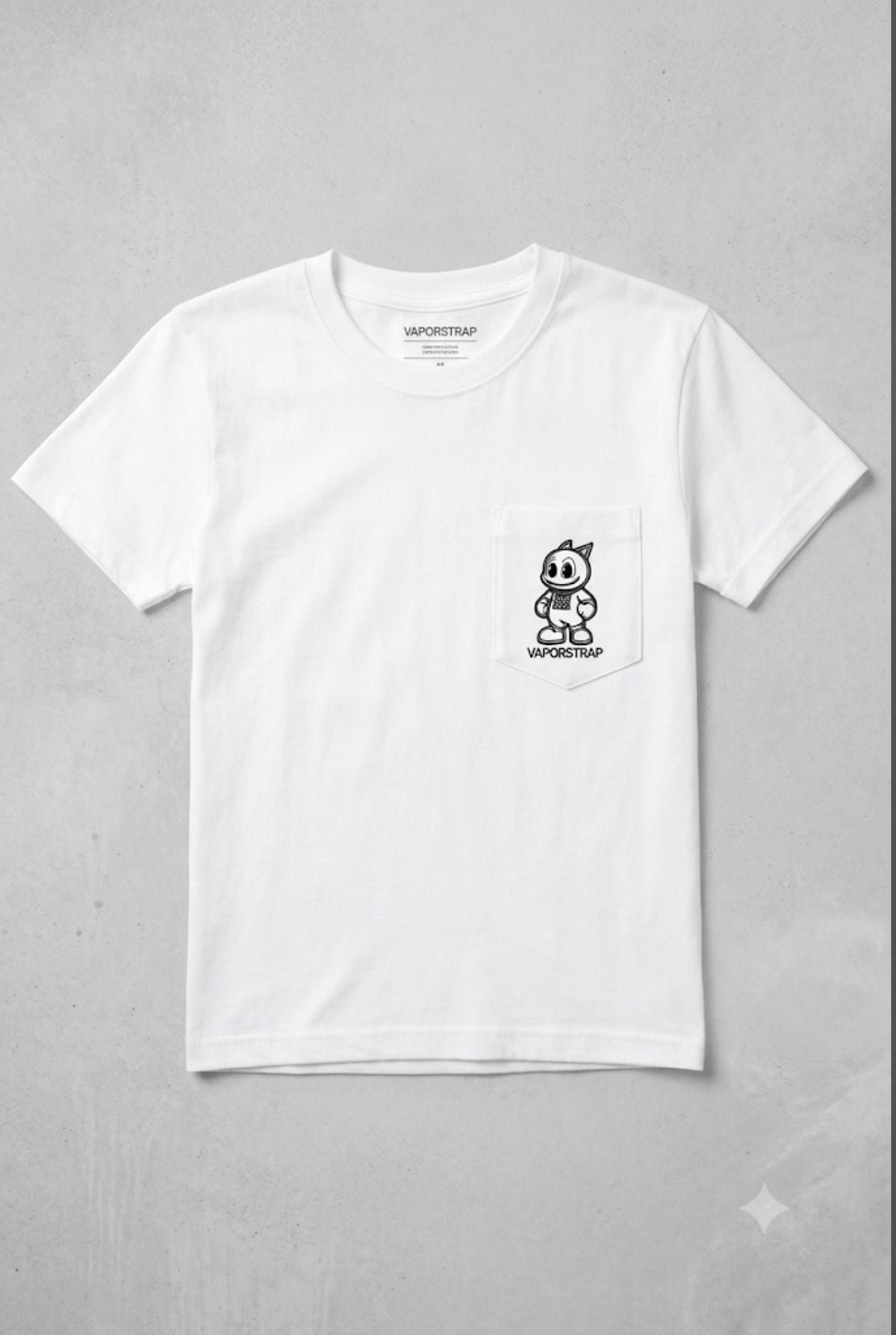 Mono-Chrome Monkey Pocket Tee – white graphic t-shirt, front pocket print